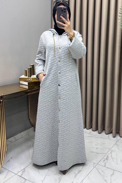 Ilgın Yün Kapitone Kaban Gri Gri