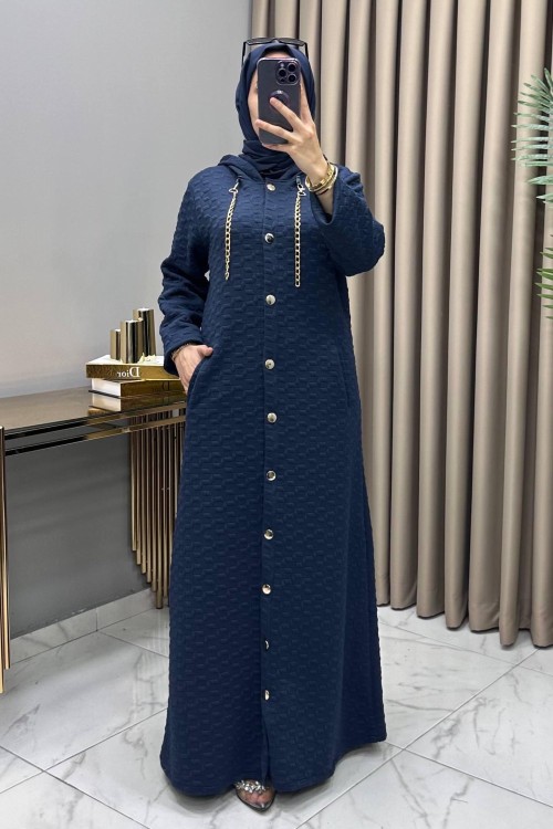 Ilgın Yün Kapitone Kaban Lacivert  Lacivert