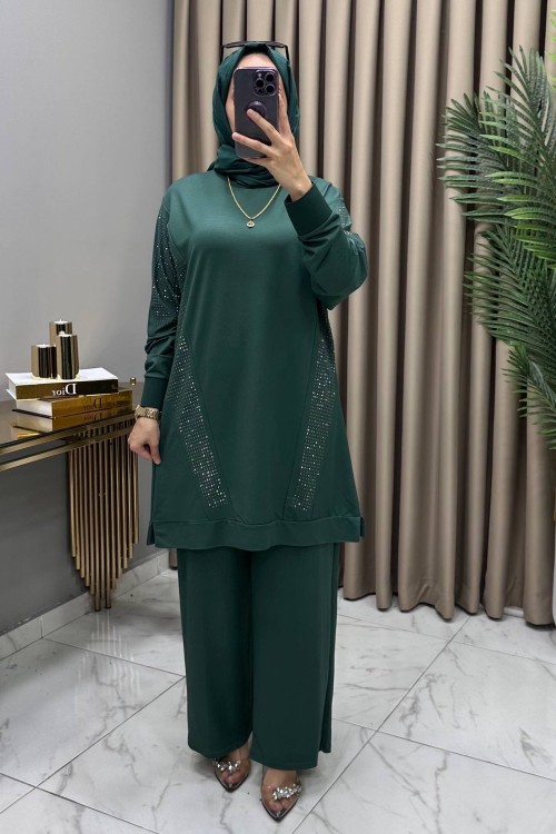 Hanımeli Taşlı Takım Zümrüt Zümrüt