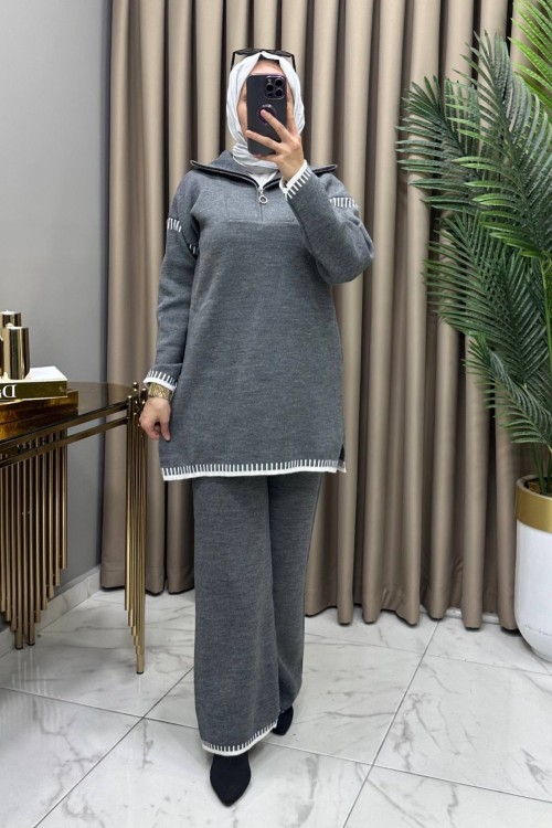 Kevser Triko Takım Gri Gri