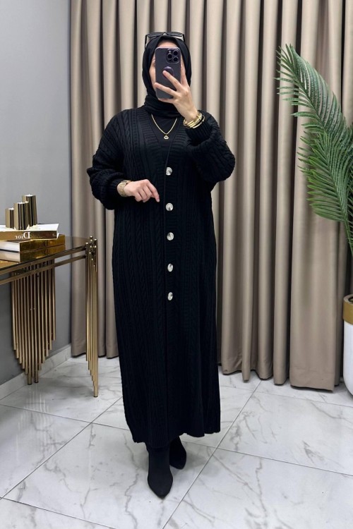 Birgül Hırka Siyah Siyah