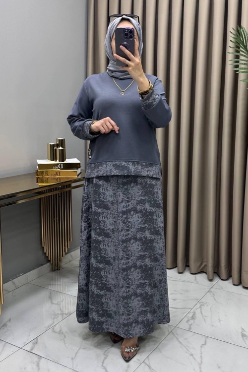 Zerafet Etekli Takım Füme Füme