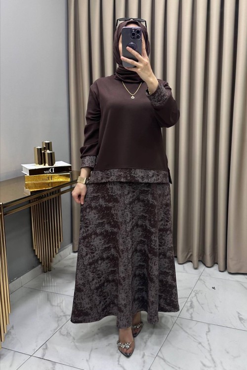 Zerafet Etekli Takım Kahve Kahverengi