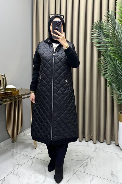 Defne Kapitone Mont Siyah Siyah