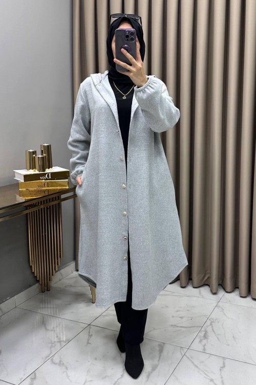 Bade Kaşe Mont Gri Gri