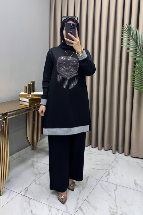 Özge Ribanalı Takım Siyah Siyah