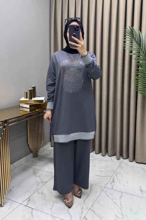 Özge Ribanalı Takım Füme Füme