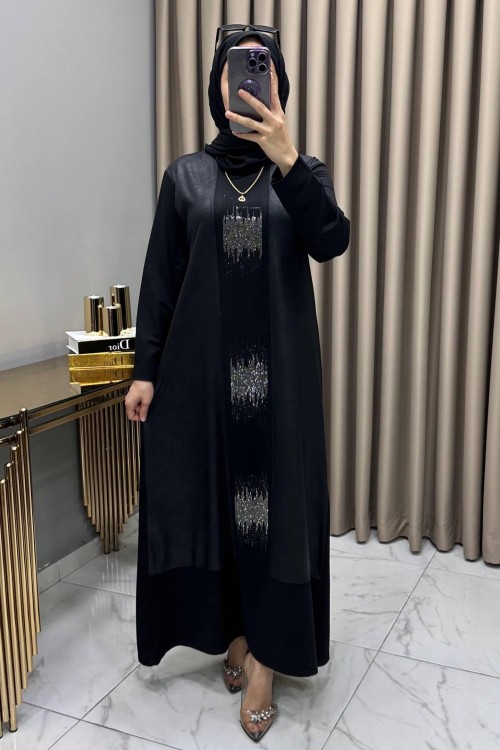 Zuhal Abiye Elbise Siyah Siyah