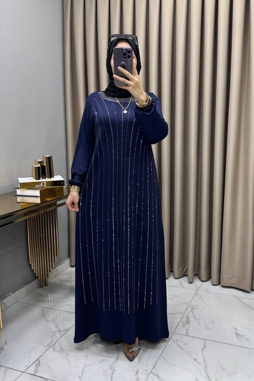 Reyhan Abiye Elbise Lacivert  Lacivert