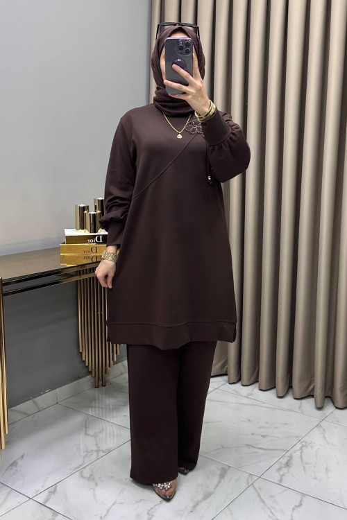 Almina Takım Kahve Kahverengi