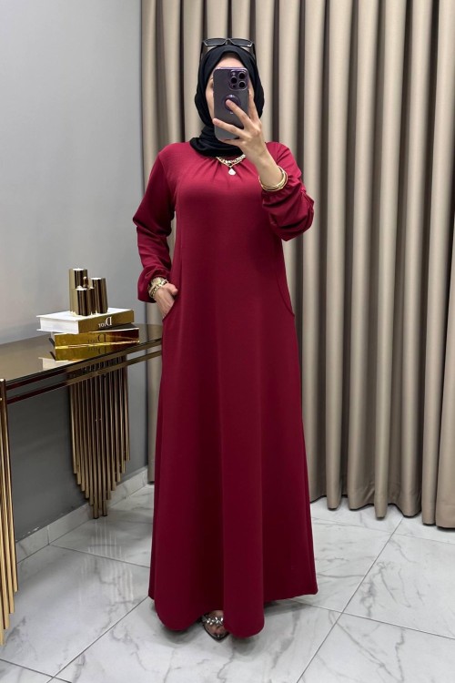 Ahsen Elbise Bordo Bordo