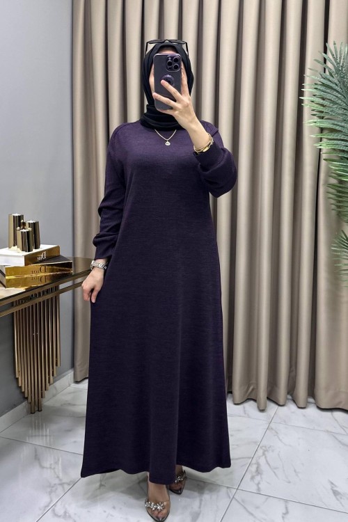 Buğlem Elbise Kolye Hediyeli Mürdüm Mürdüm