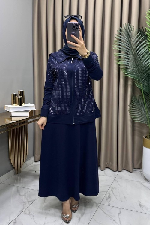 Serenay Taşlı Takım Lacivert  Lacivert