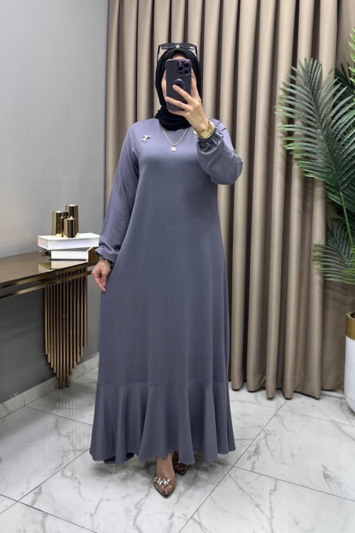 Yonca Elbise Broş Hediyeli Gri Gri