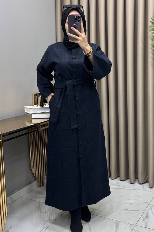 Kare Kaşe Kaban Lacivert  Lacivert