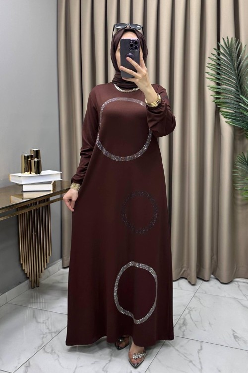 Zahide Abiye Elbise Kahve Kahverengi