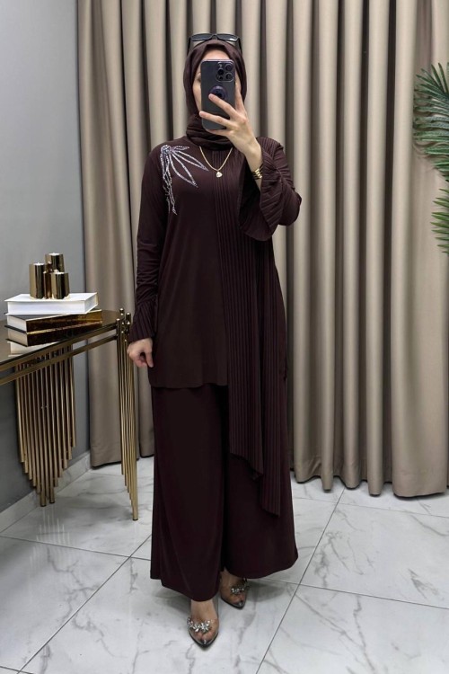 Perihan Takım Kahve Kahverengi