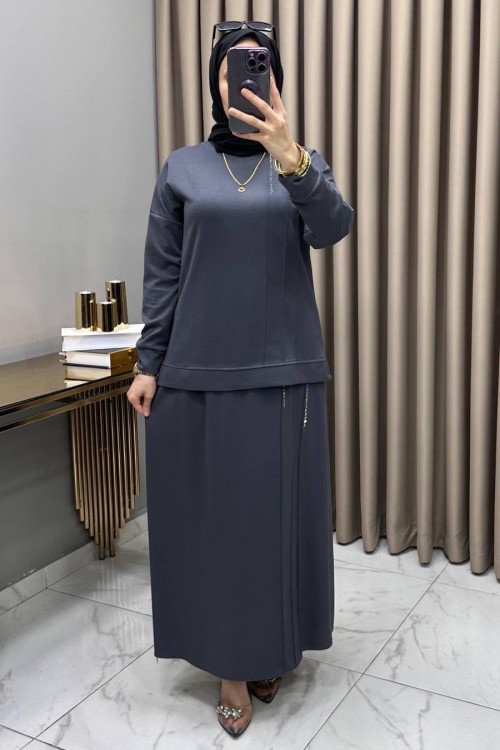 Maya Etekli Takım Füme Füme