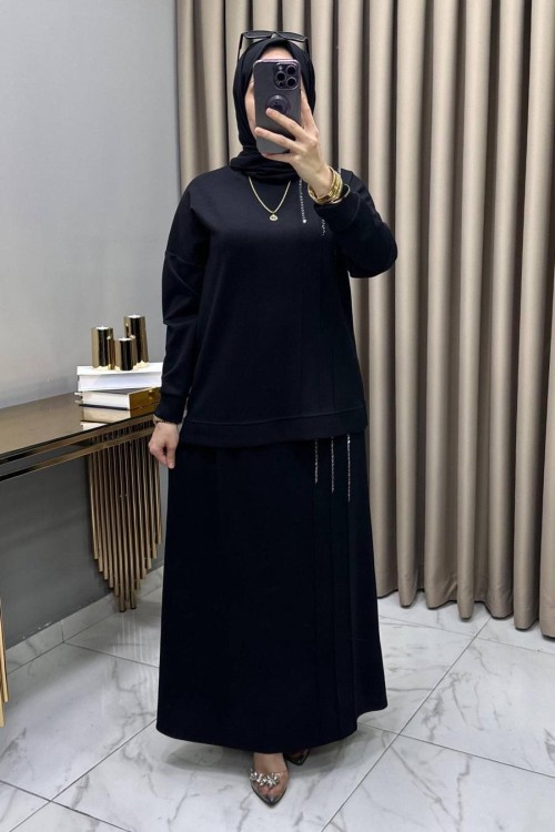 Maya Etekli Takım Siyah Siyah