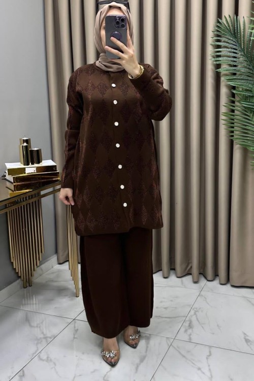 Evin Hırkalı Takım Kahve Kahverengi