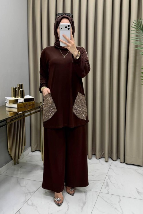 Neslihan Takım Kahve Kahverengi