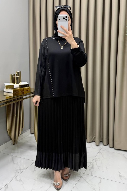 Helen Etekli Takım Siyah  Siyah