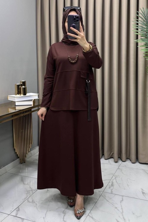 Belis Etekli Takım Kahve Kahverengi