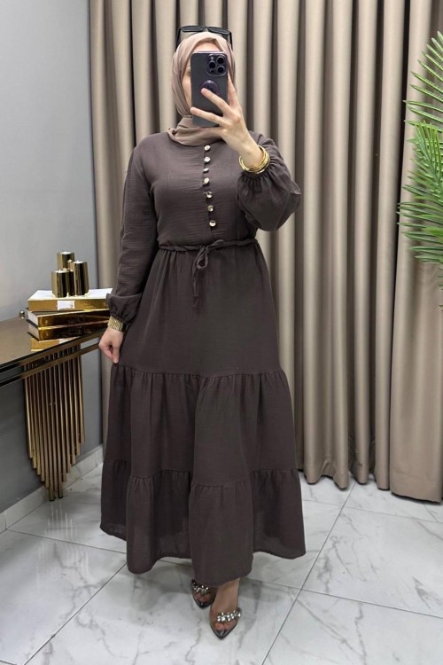 Gülşah Elbise Kahve Kahverengi