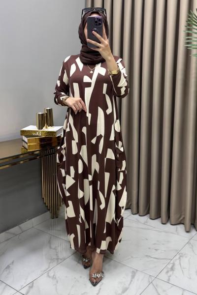 Alev Cepli Elbise Kahve