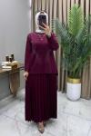 Alya Taşlı Takım Bordo