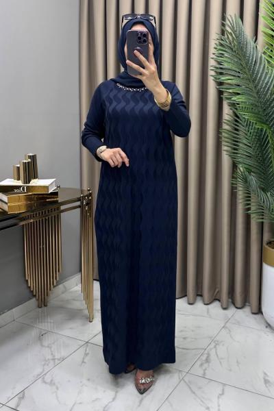 Deniz Soğuk Merserize Elbise Lacivert