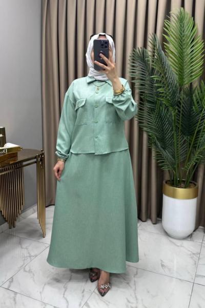 Ekin Ceket Etek Takım Mint