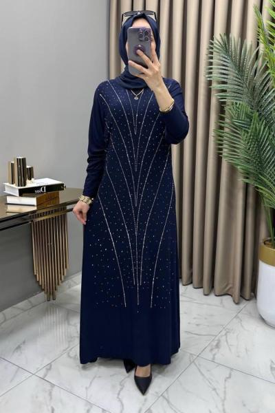 Işıltı Abiye Elbise Lacivert