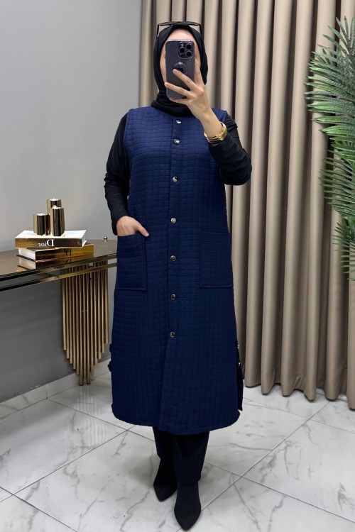 Nida Kapitone Yelek Lacivert