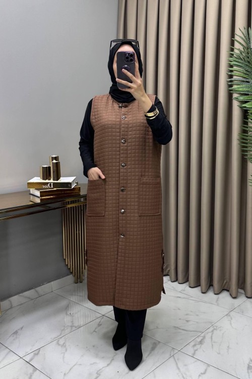 Nida Kapitone Yelek Kahve