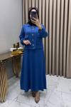 Yasemin Ceket Elbise Takım indigo mavi