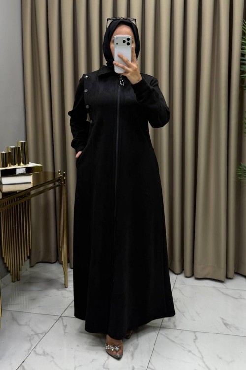 Alya Nubuk Süet Ferace Siyah Siyah