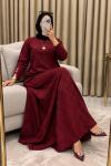 Zeyna Merserize Triko Elbise Bordo Bordo