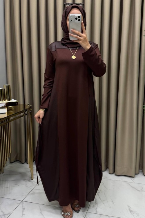 Şahika Elbise Kahve Kahverengi