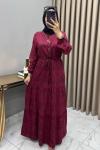 Ayça Elbise Bordo Bordo