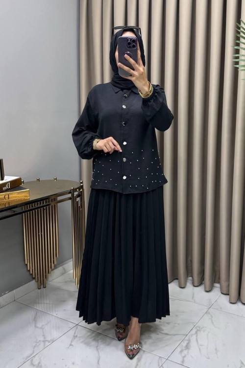 Suzan Etekli Takım Siyah Siyah