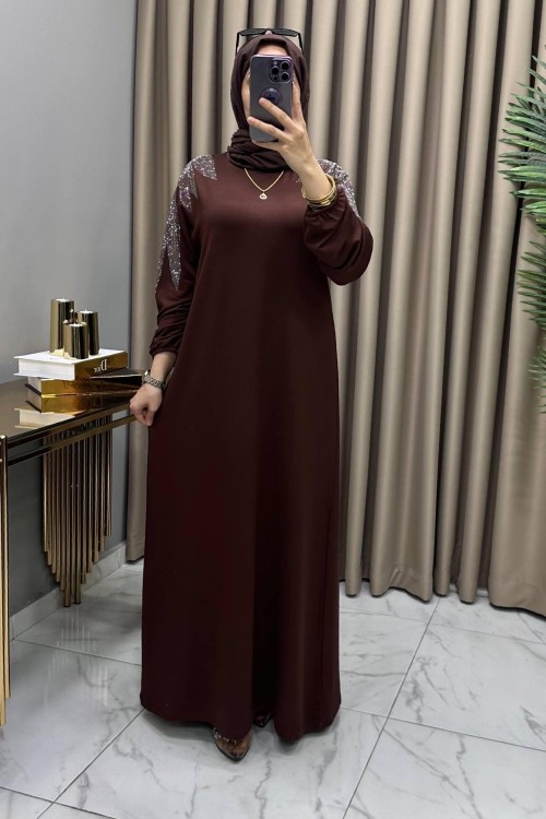 Nilda Elbise Kahve Kahverengi