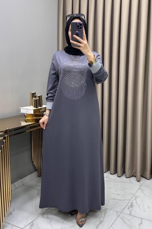 Elfida Abiye Elbise Füme Füme