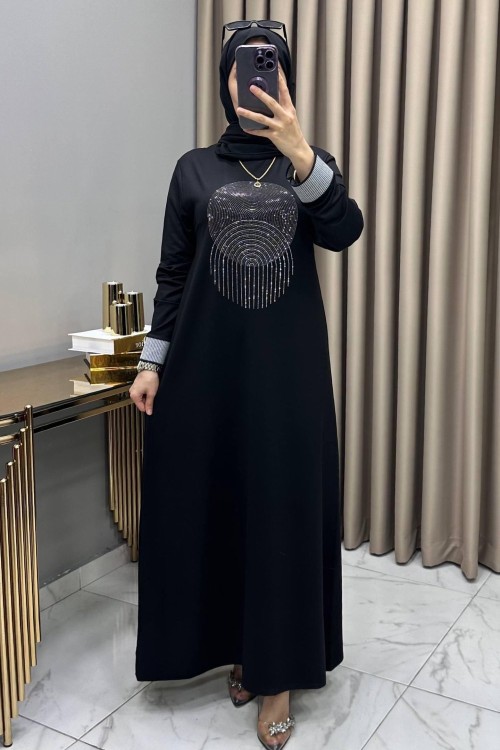 Elfida Abiye Elbise Siyah Siyah
