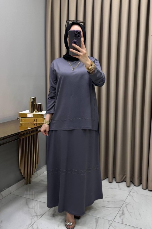 Pınar Etekli Takım Füme Füme