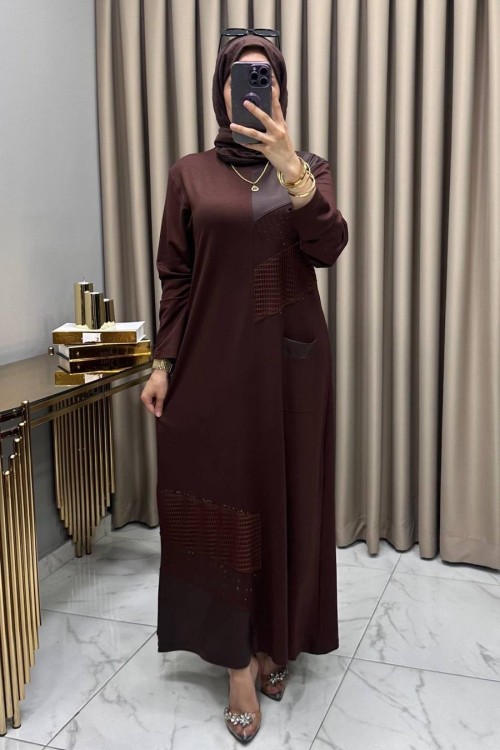 Gülşen Abiye Elbise Kahve Kahverengi