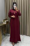 Delal Soğuk Merserize Elbise Bordo Bordo