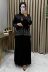 Feride Taşlı Takım Siyah Siyah