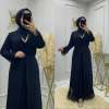 Ahu Abaya Takım Siyah Pullu