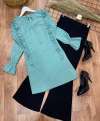 Fırfır Detaylı Pantolon Tunik Takım-Mint